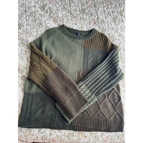 Women's Abel Green Brown Patchwork Sweater Size M - Picture 11 of 12
